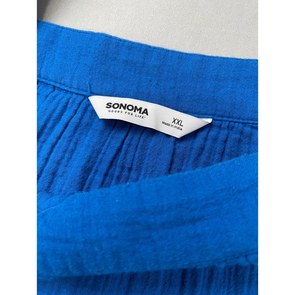 Sonoma Goods For Life Blue Cotton Gauze Tiered Midi Dress XXL Square Neck - Picture 4 of 10